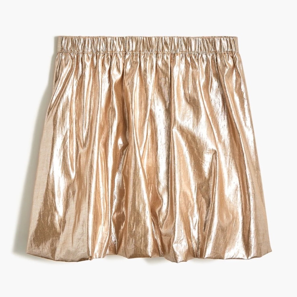 Crewcuts Girl Metallic Bubble Skirt Sz‎ 6/7 Champagne Gold Elastic Waist Holiday